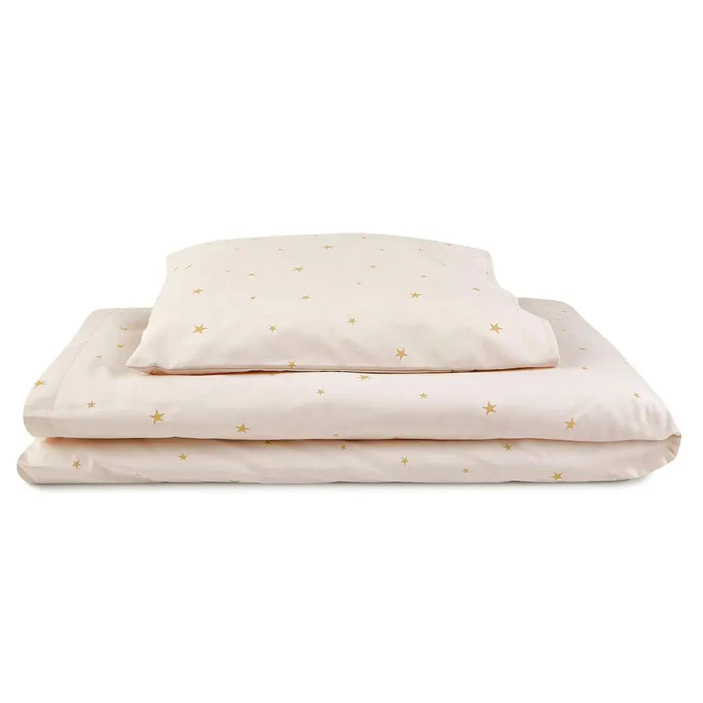 HIBOU HOME - Parure de Lit Ciel étoilé - Rose Clair / Or - Coton Bio