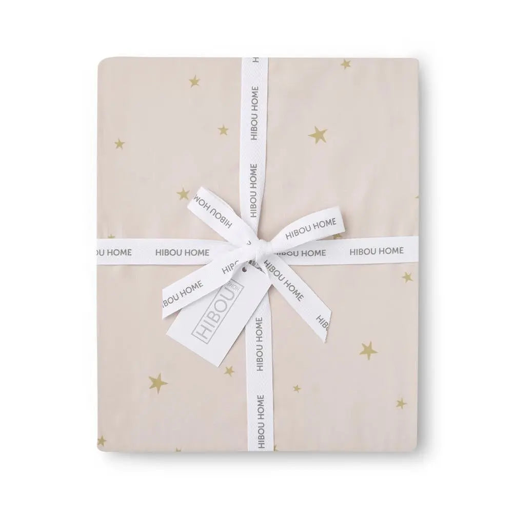 HIBOU HOME - Parure de Lit Ciel étoilé - Rose Clair / Or - Coton Bio
