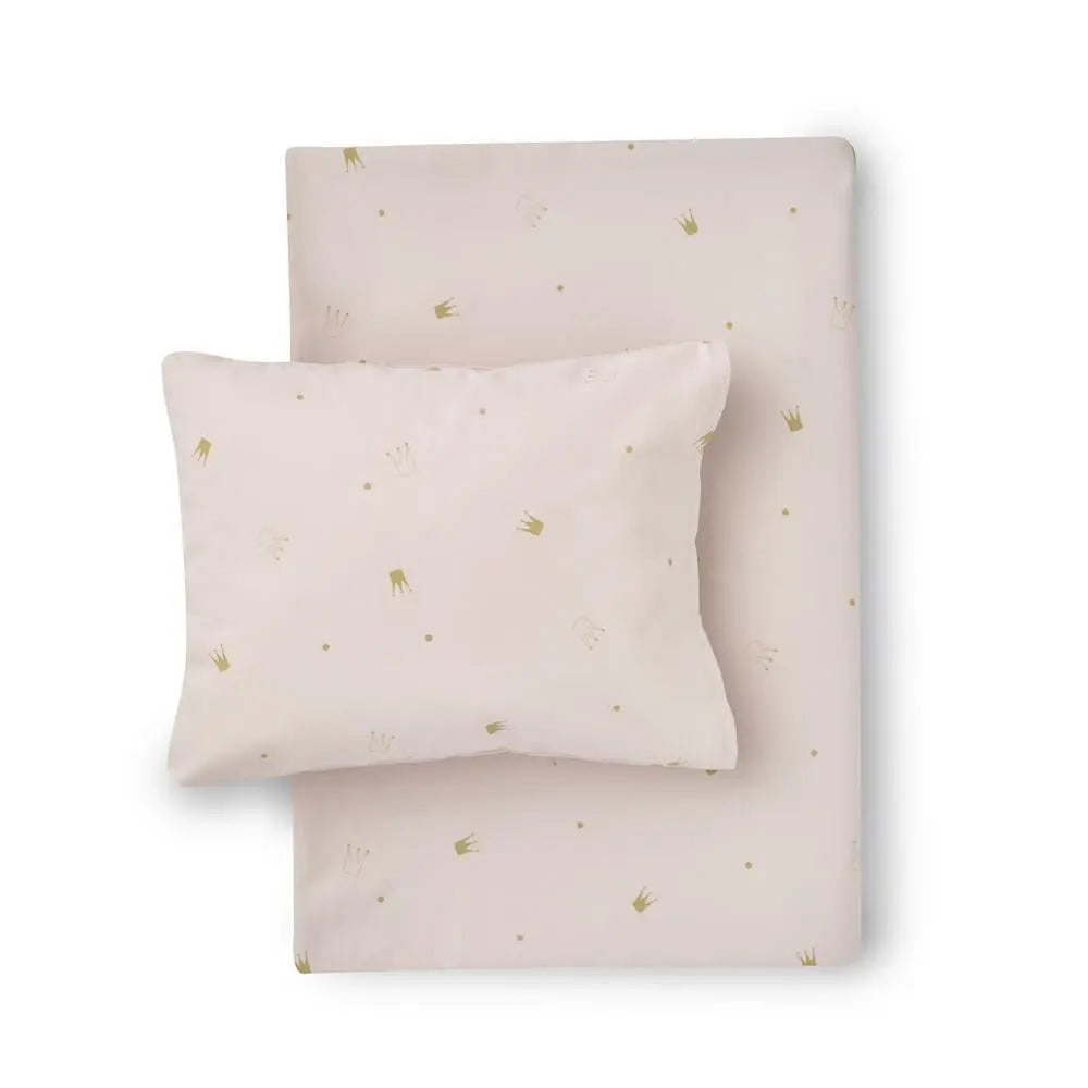 HIBOU HOME - Parure de Lit Couronnes - Rose Pâle/or