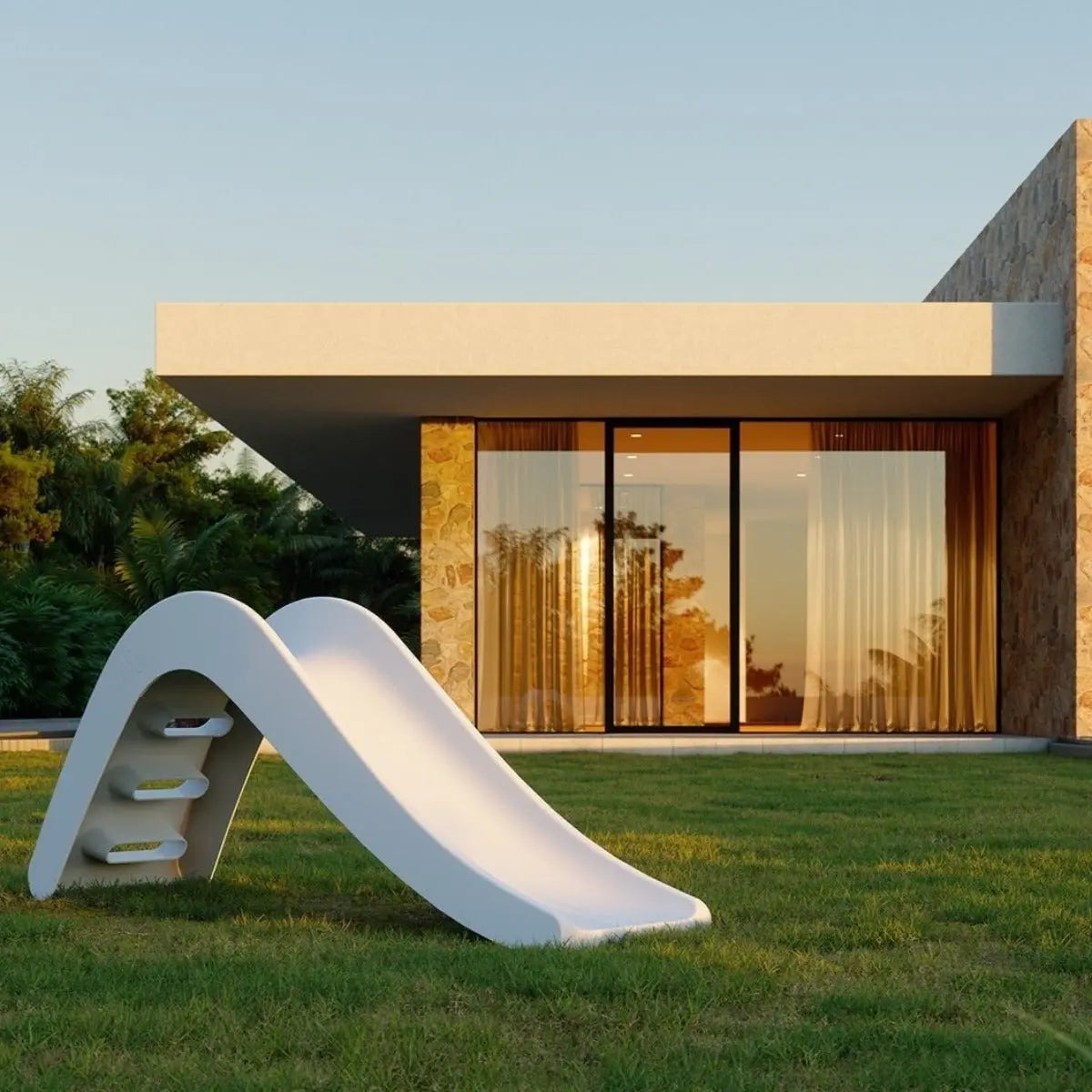 JUPIDUU - Toboggan D'Extérieur Pour Enfants - Blanc