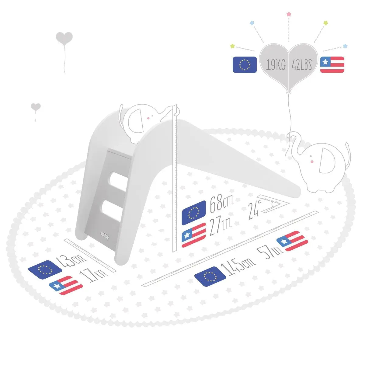 JUPIDUU - Toboggan Pour Enfants De L'éléphant Blanc