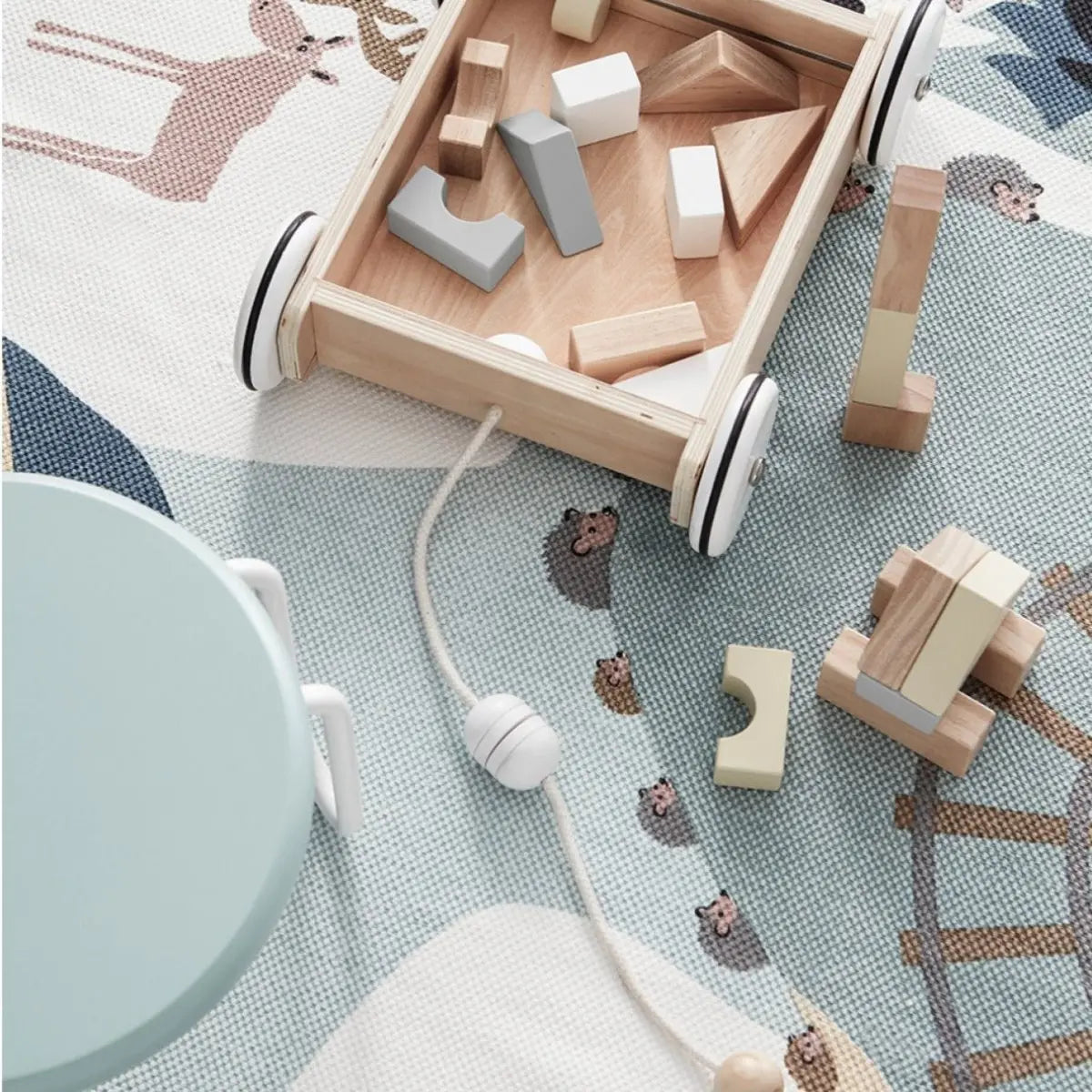 KID'S CONCEPT - Chariot Avec Blocs En Bois