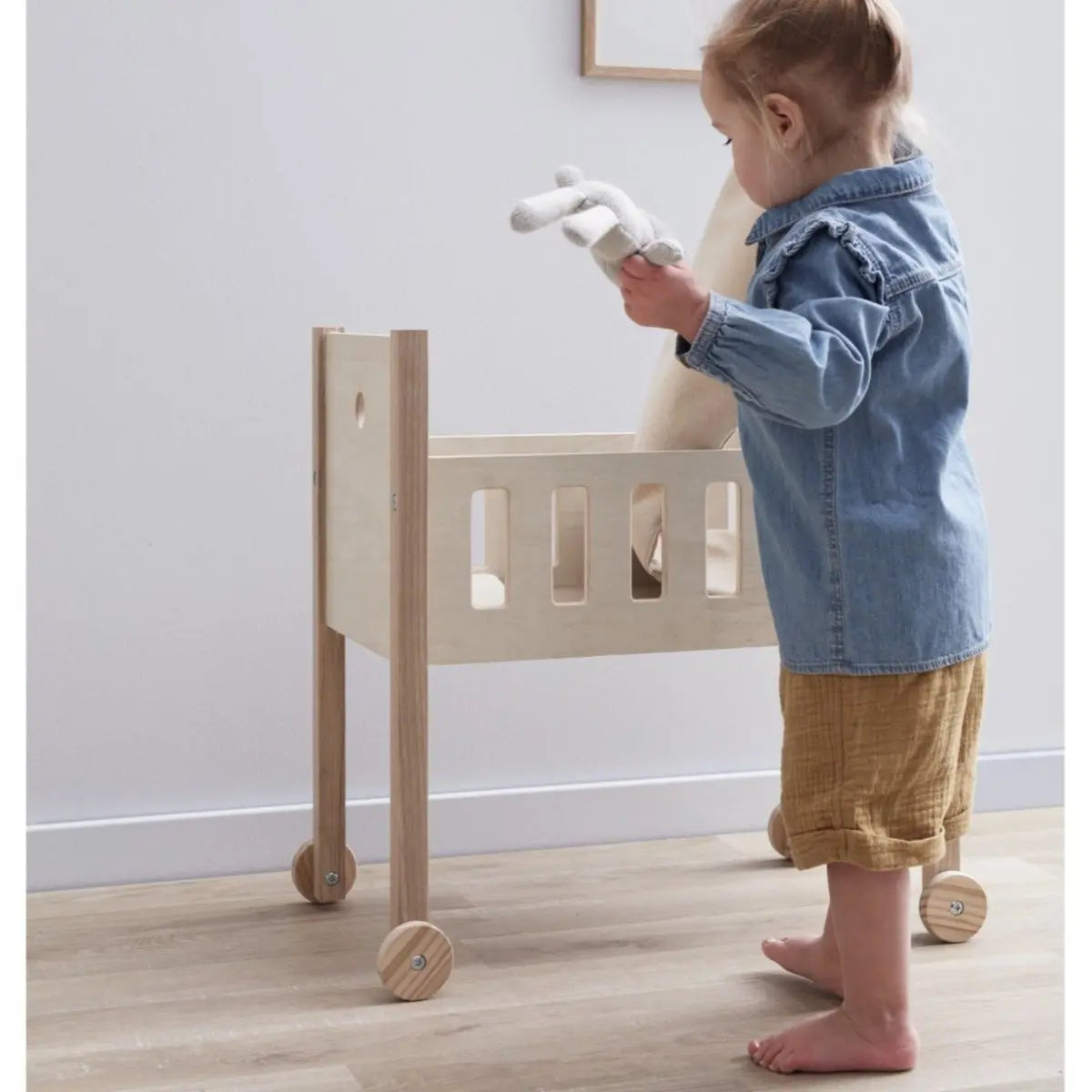 KID'S CONCEPT - Lit De Poupée Nature en Bois Avec Literie