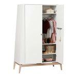LEANDER - Armoire Luna, Large, Blanc/chêne