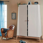 LEANDER - Armoire Luna, Large, Blanc/chêne