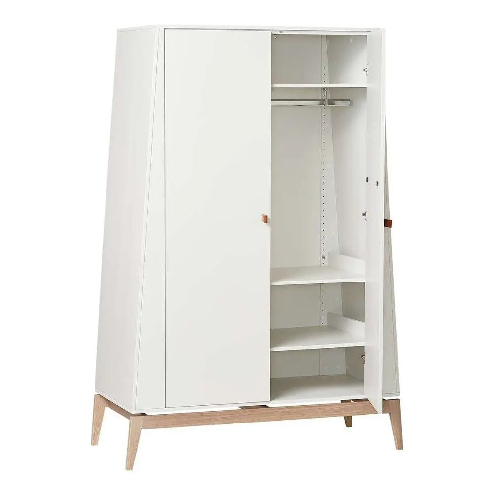 LEANDER - Armoire Luna, Large, Blanc/chêne