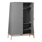 LEANDER - Armoire Luna, Large, Gris/chêne