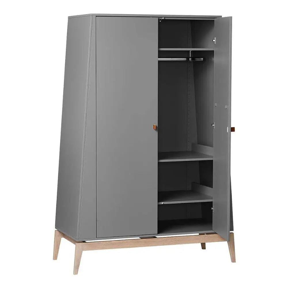 LEANDER - Armoire Luna, Large, Gris/chêne