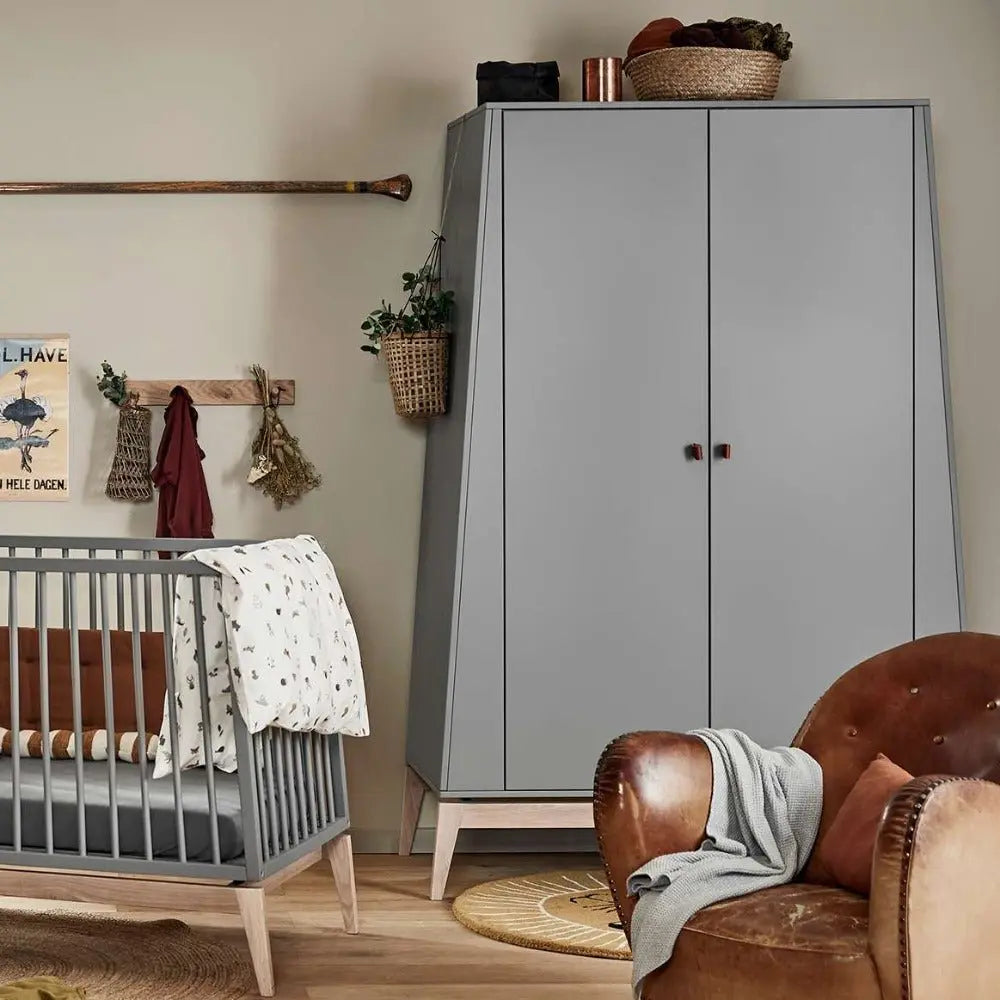 LEANDER - Armoire Luna, Large, Gris/chêne