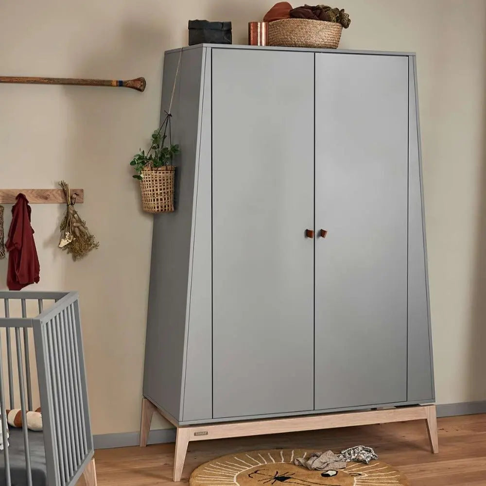 LEANDER - Armoire Luna, Large, Gris/chêne