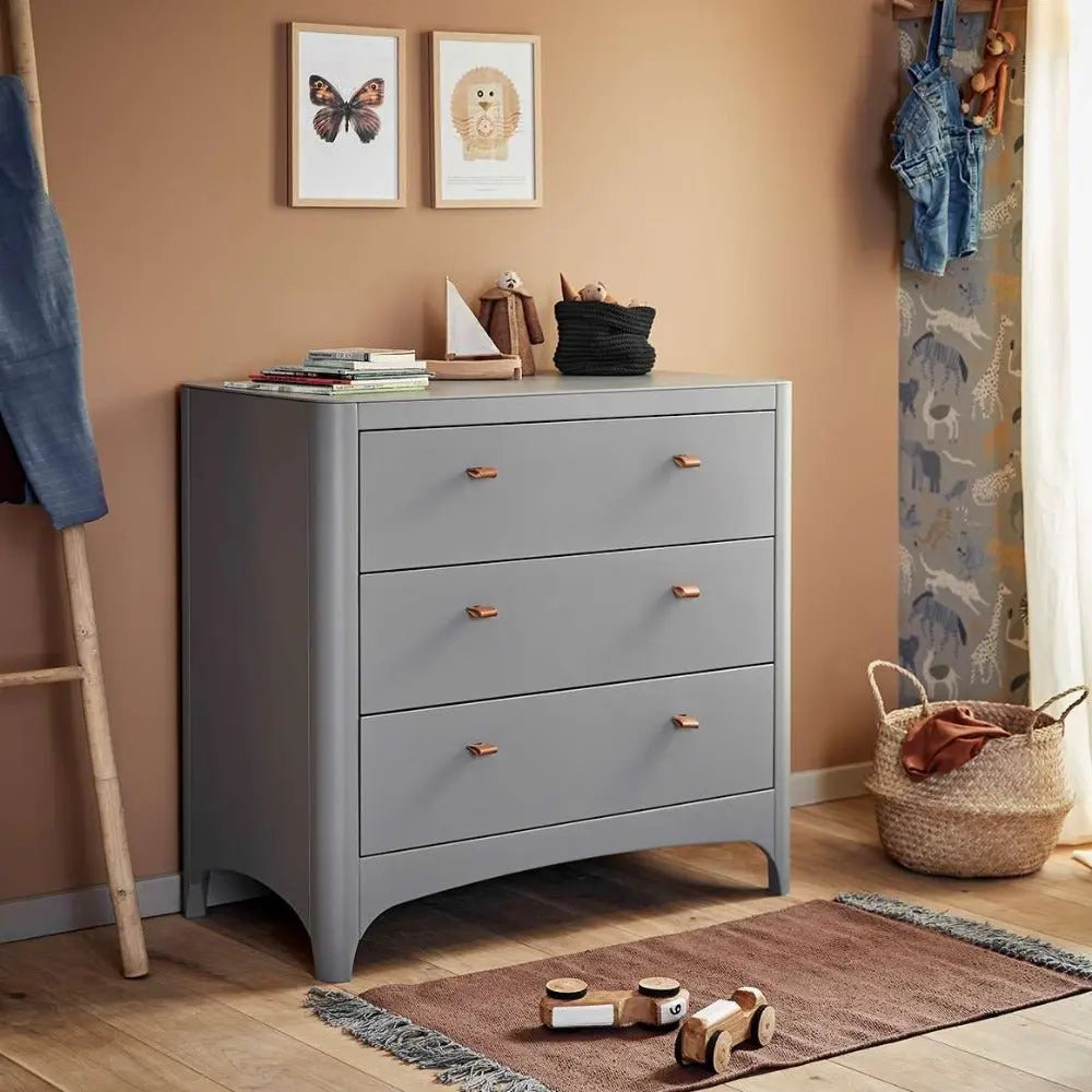 LEANDER - Commode 3 Tiroirs Classic, Gris