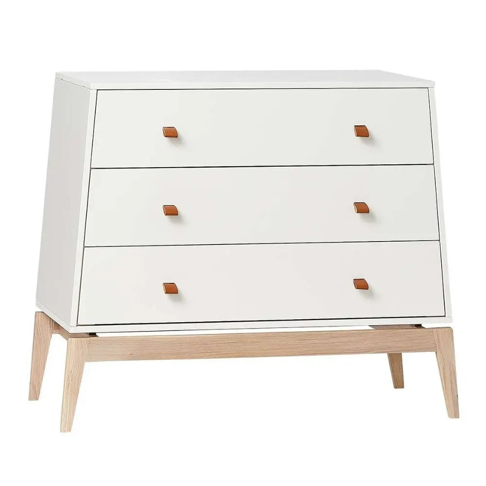 LEANDER - Commode 3 Tiroirs Luna™, Blanc/chêne