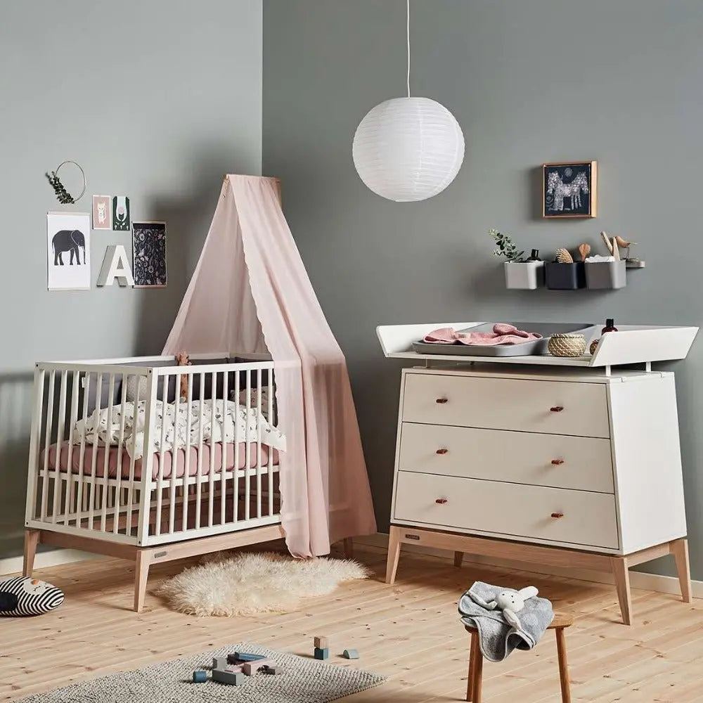 LEANDER - Commode 3 Tiroirs Luna™, Blanc/chêne