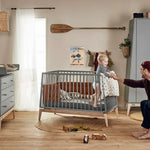 LEANDER - Lit Bébé Luna, 120x60 Cm, Gris/chêne