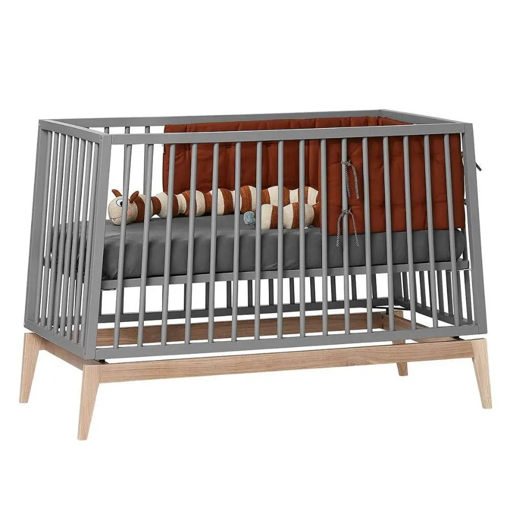 LEANDER - Lit Bébé Luna, 120x60 Cm, Gris/chêne