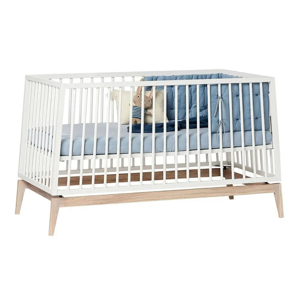 LEANDER - Lit Bébé Luna, 140x70 Cm, Blanc/chêne