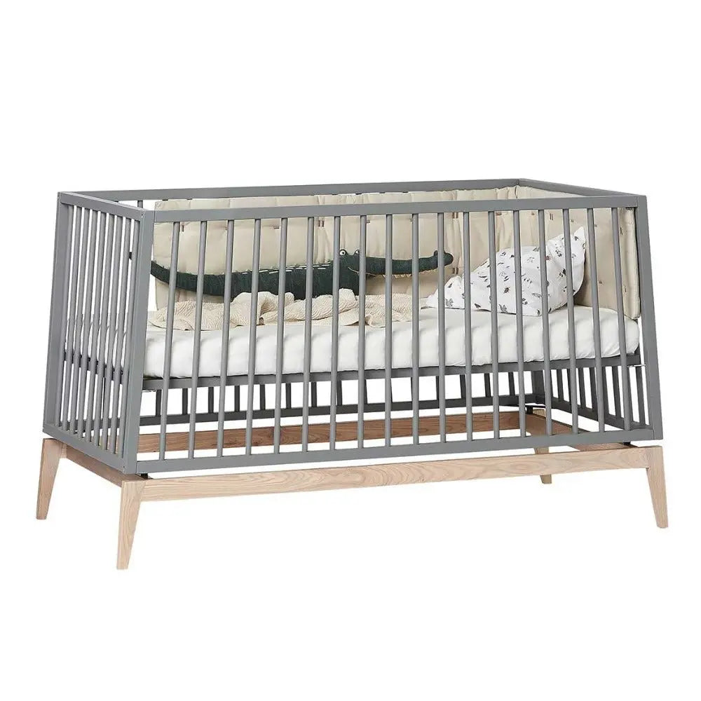 LEANDER - Lit Bébé Luna, 140x70 Cm, Gris/chêne