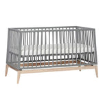 LEANDER - Lit Bébé Luna, 140x70 Cm, Gris/chêne