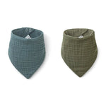 LIEWOOD - Bavoir Andrea Bandana Style En Coton Biologique - Lot De 2 - Bleu/vert