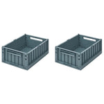 LIEWOOD - Caisse de Rangement Pliable Weston M - Bleu Baleine - Set de 2