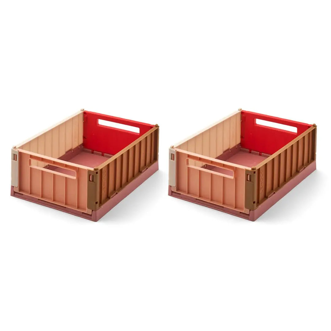 LIEWOOD - Caisse de Rangement Pliable Weston M - Set de 2 - Framboise Multi Mix
