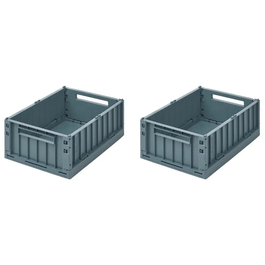 LIEWOOD - Caisse de Rangement Pliable Weston S - Bleu - Set de 2