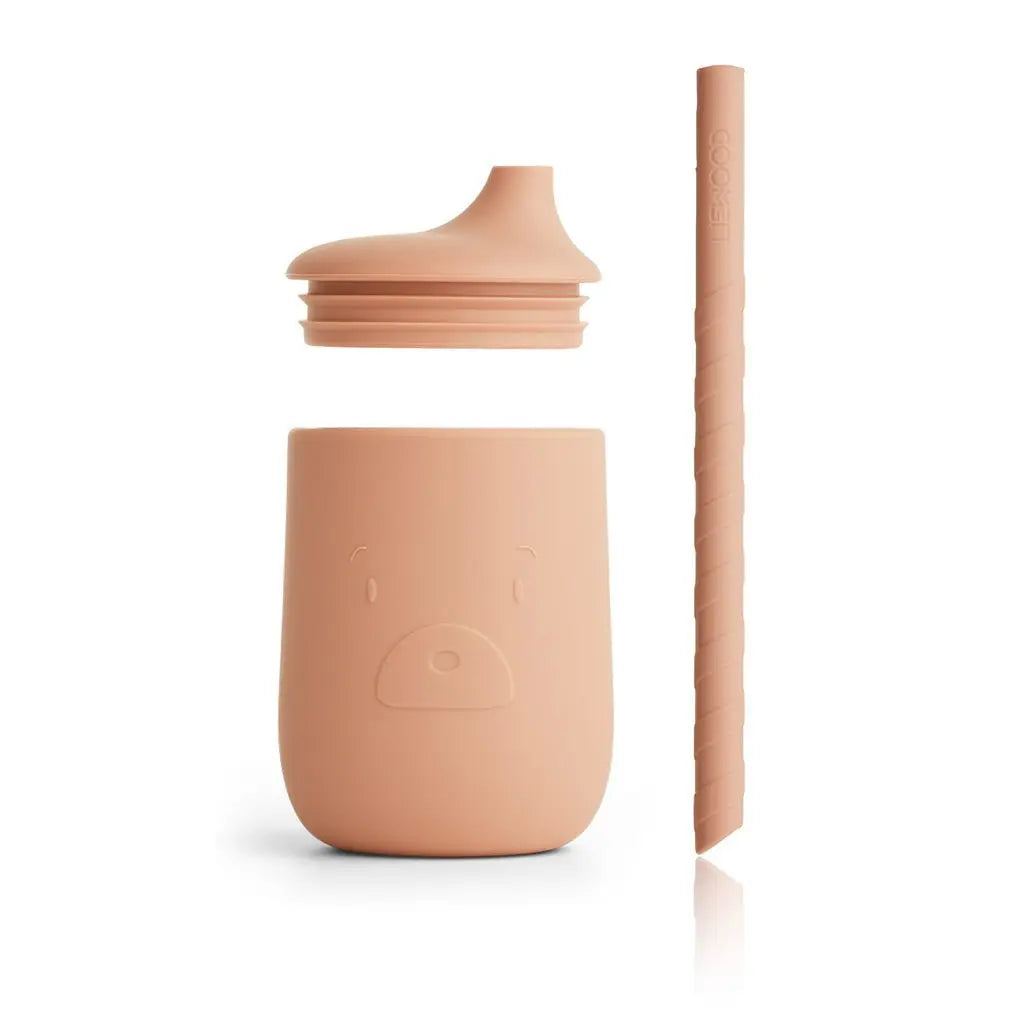 LIEWOOD - Gobelet Avec Paille Ellis en Silicone - Rose Toscane