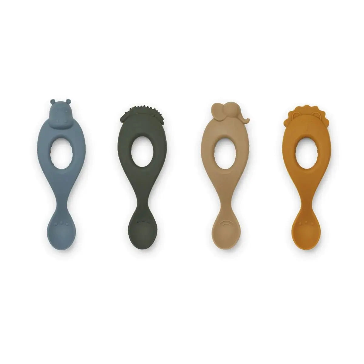LIEWOOD - Lot De 4 Cuillères En Silicone Liva - Safari Blue Multi Mix