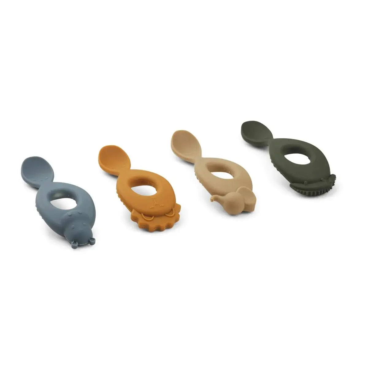LIEWOOD - Lot De 4 Cuillères En Silicone Liva - Safari Blue Multi Mix