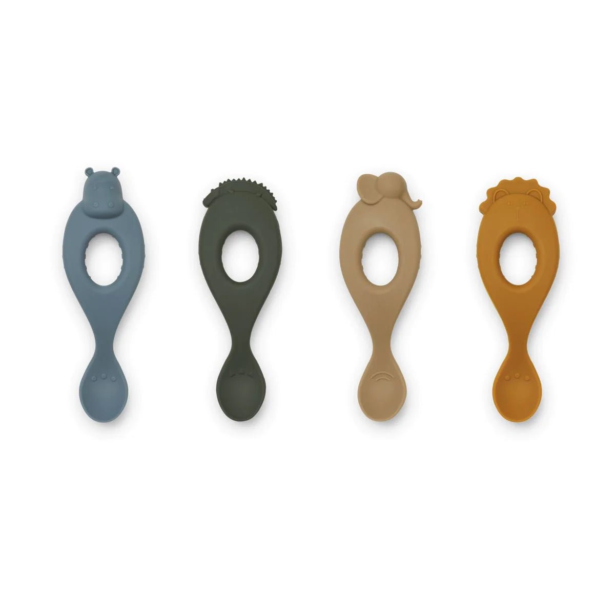 LIEWOOD - Lot De 4 Cuillères En Silicone Liva - Safari Blue Multi Mix