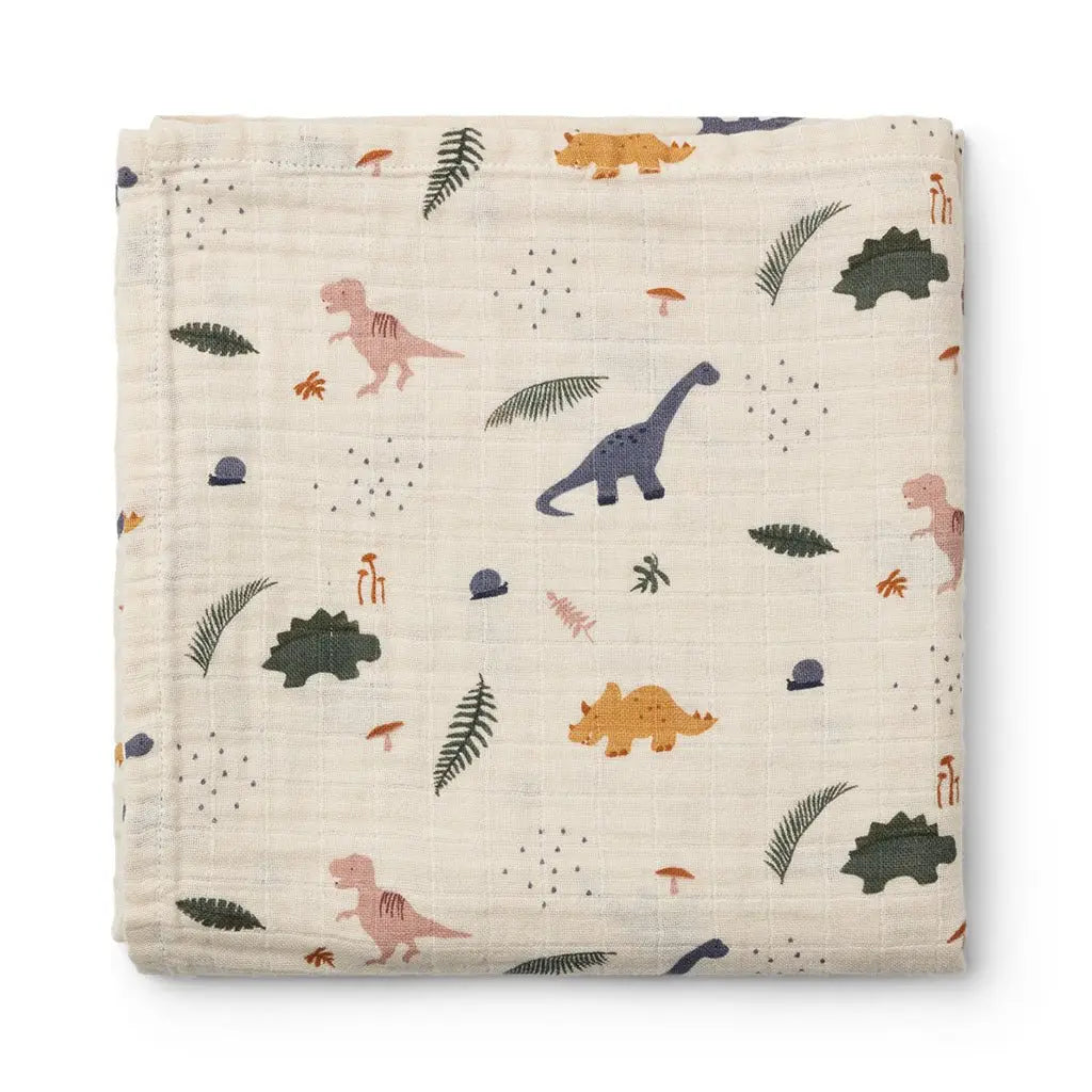 LIEWOOD - Maxi Lange Ben en coton bio (110x110cm) - Dino mix