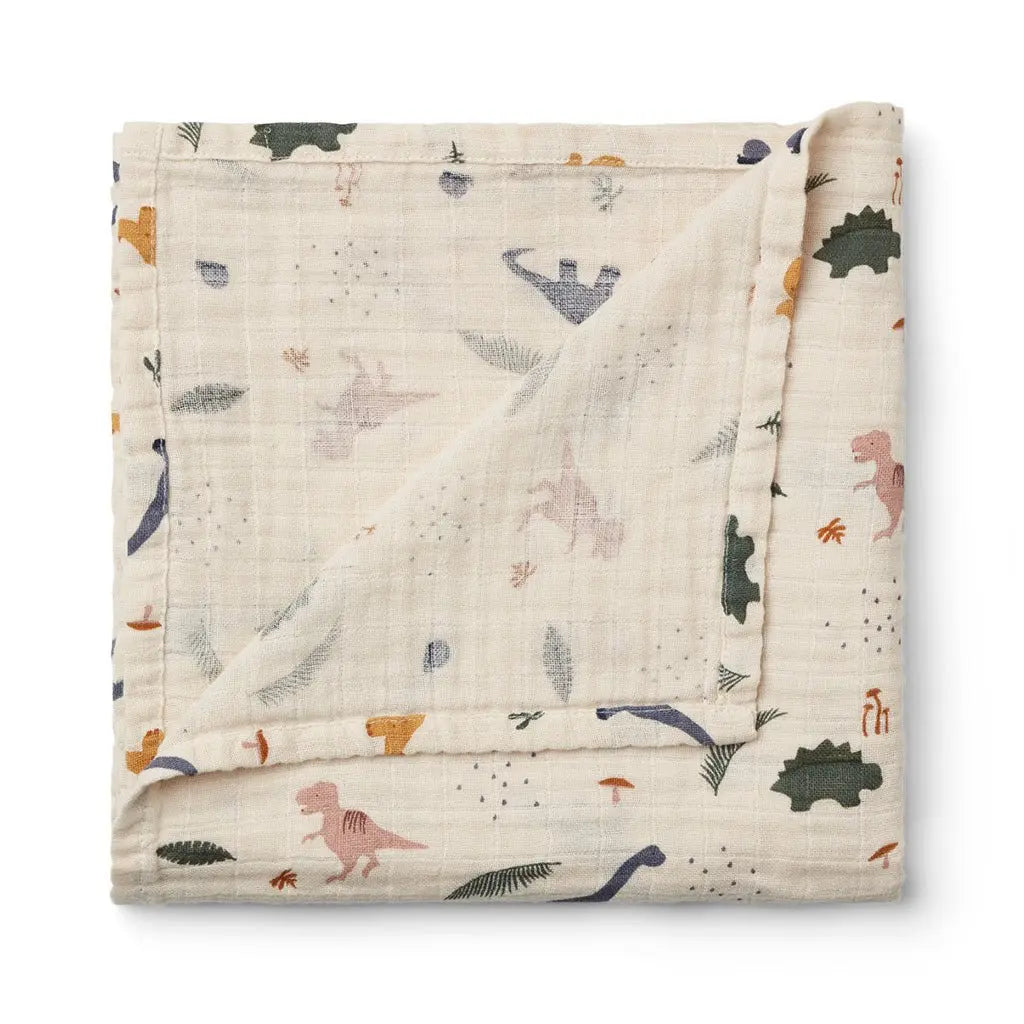 LIEWOOD - Maxi Lange Ben en coton bio (110x110cm) - Dino mix