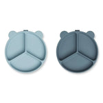 LIEWOOD - Set De 2 Assiettes à Compartiments Avec Ventouse Stacy - Bleu