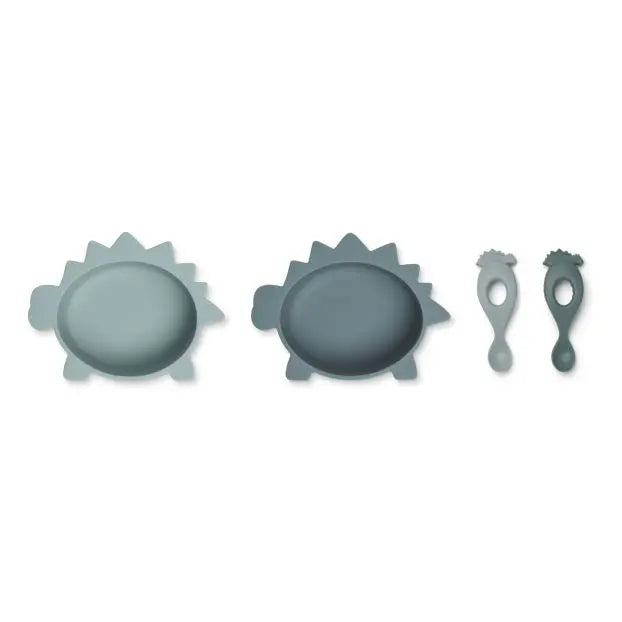 LIEWOOD - Set de Service en Silicone Pour Enfants Evan - Dino Blue Mix