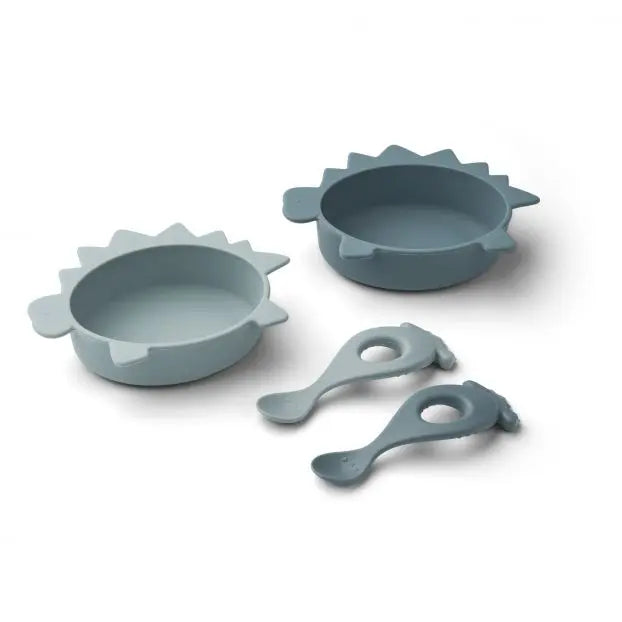LIEWOOD - Set de Service en Silicone Pour Enfants Evan - Dino Blue Mix