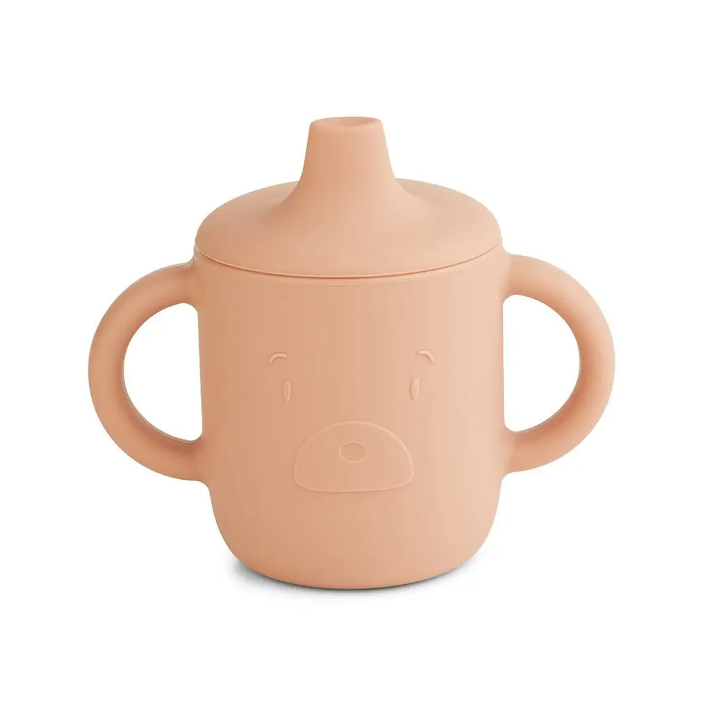 LIEWOOD - Tasse D'apprentissage Bébé en Silicone - M. Bear Tuscany Rose
