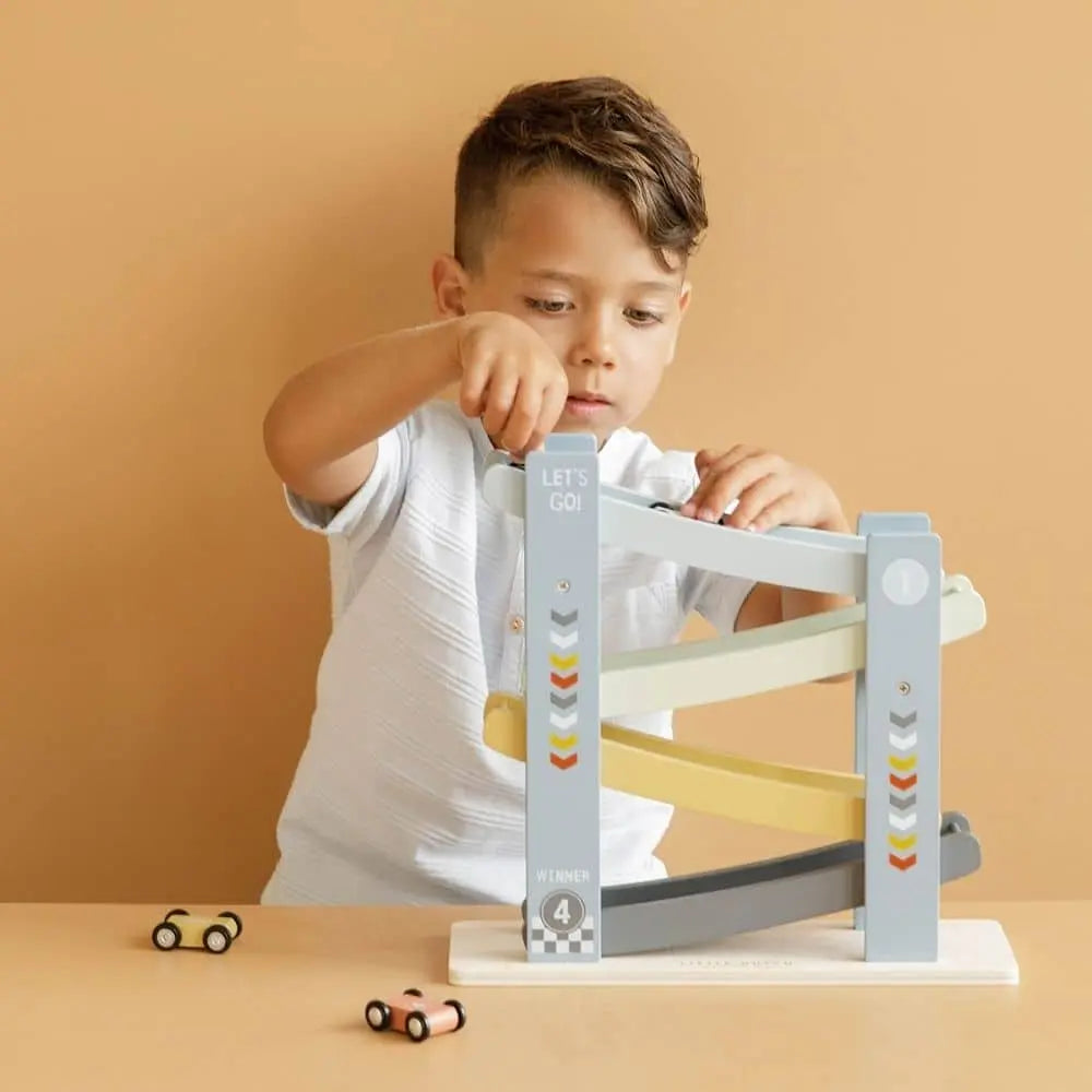 LITTLE DUTCH - Circuit en Bois - Rampe de Course Voiture - Bleu