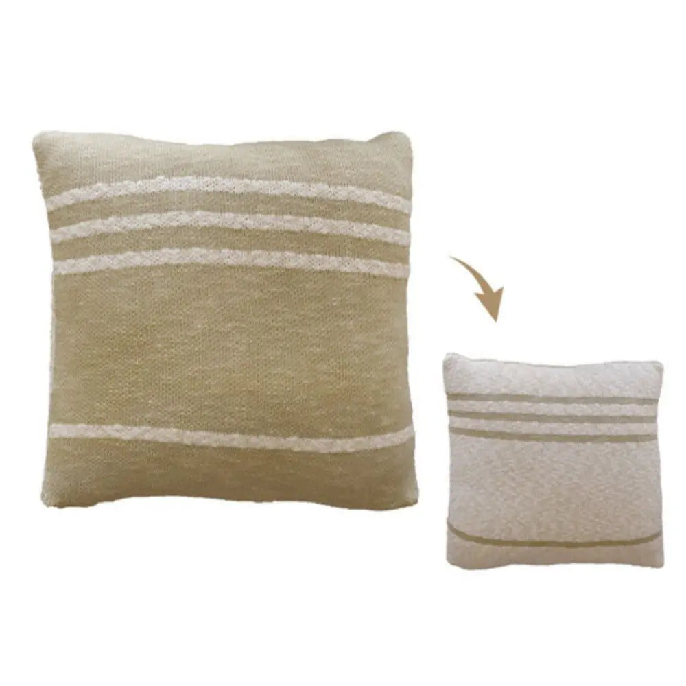 LORENA CANALS - Coussin En Tricot Duetto Olive - Naturel