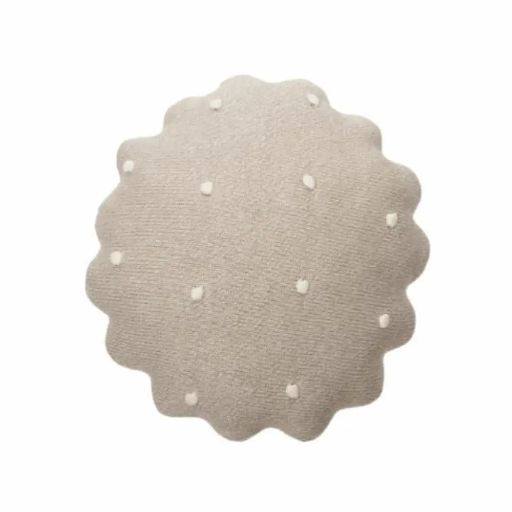LORENA CANALS - Coussin Tricoté Rond Biscuit Dune Blanc