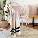 LORENA CANALS - Couverture Tricot Stripes Naturel - Noir