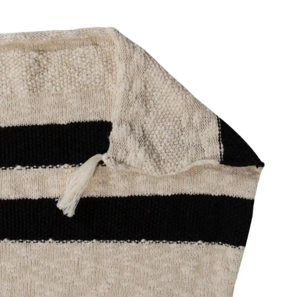 LORENA CANALS - Couverture Tricot Stripes Naturel - Noir
