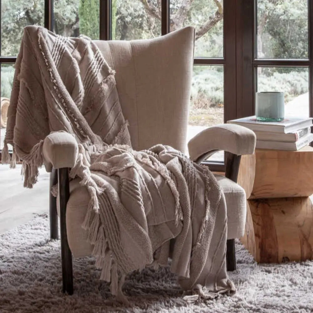 LORENA CANALS - Couverture Tricotée Air Dune Blanc