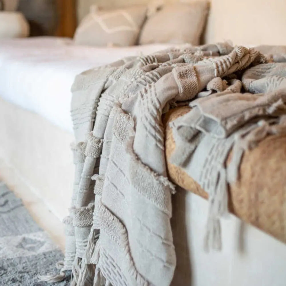 LORENA CANALS - Couverture Tricotée Air Dune Blanc