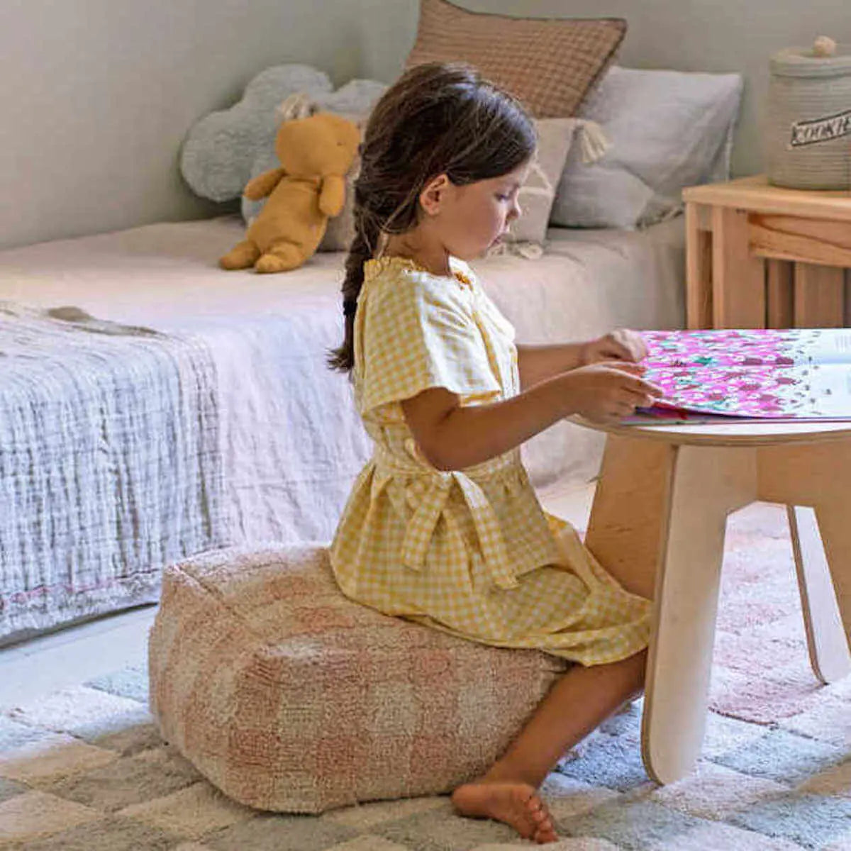 LORENA CANALS - Pouf Vichy Rose