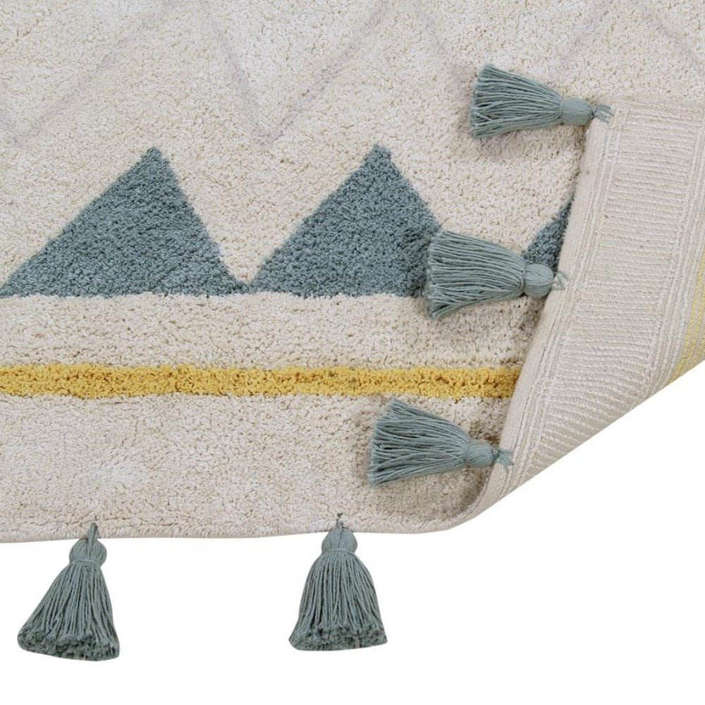 LORENA CANALS Tapis Lavable Azteca Natural Vintage Blue Les Petits