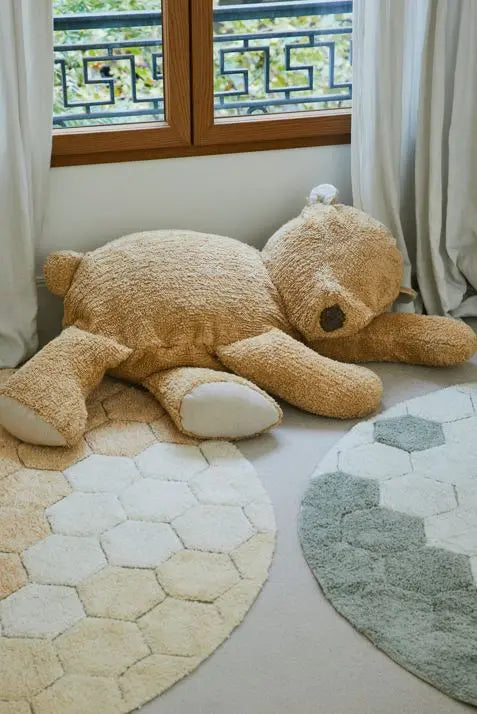 LORENA CANALS - Tapis Lavable Rond Nid D'abeille Doré