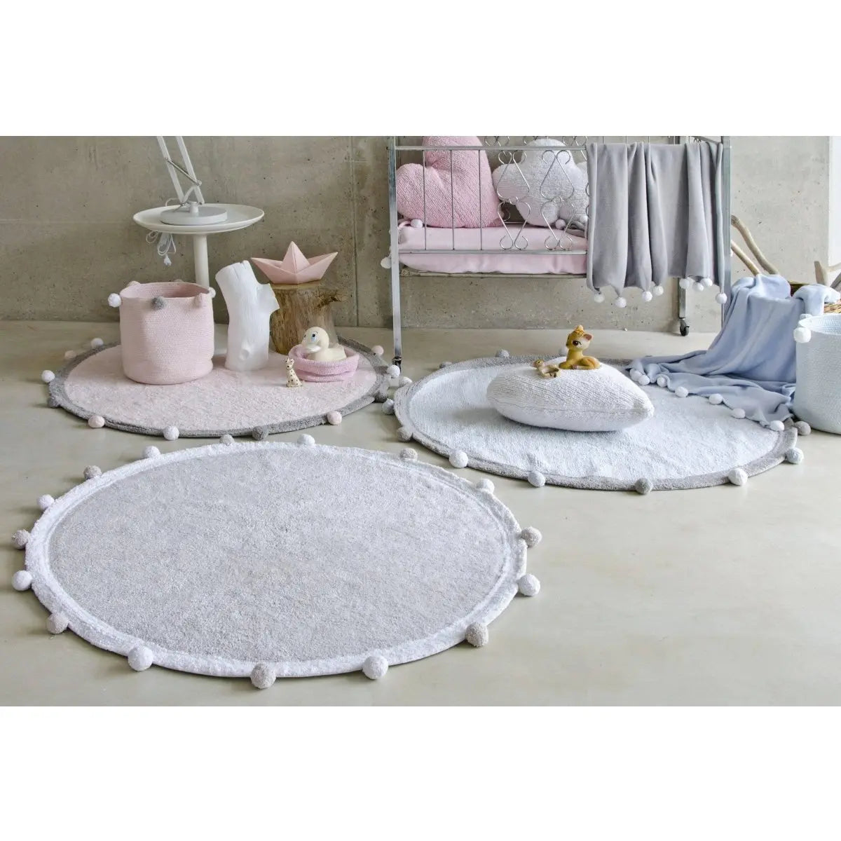 LORENA CANALS - Tapis Lavable Rug Bubbly Light Grey Ø120 Cm