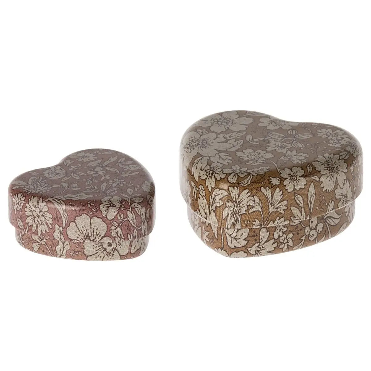 MAILEG - Boîte Coeur En Métal, 2 Pcs - Fleur Ocre/Heather