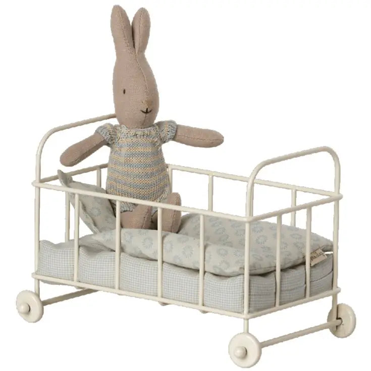 MAILEG - Lit Bébé En Métal Micro – Parure Bleue Pour Souris Maileg