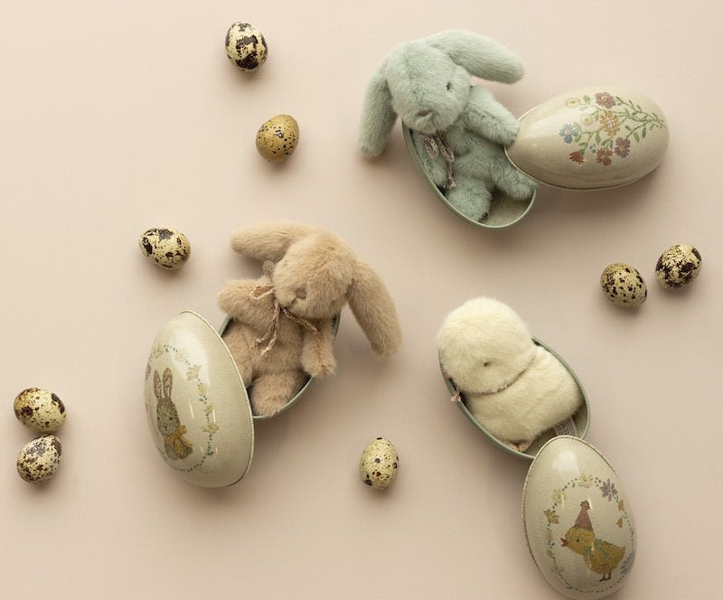 MAILEG-Peluche Lapin, Mini - Poudre Avec Œuf De Pâques Petit Taille
